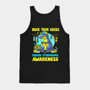 Dinosaurus ( Dino) Down Syndrome Awareness Rock Your Sock copy Tank Top